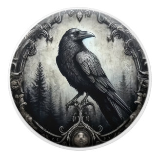 Raven in Dark Frame Gothic Keramikknauf