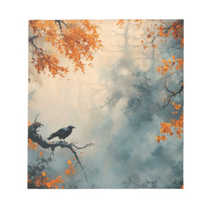 Raven in Misty Autumn Forest Notizblock