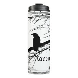 Raven in Schwarz und Weiß Thermosbecher
