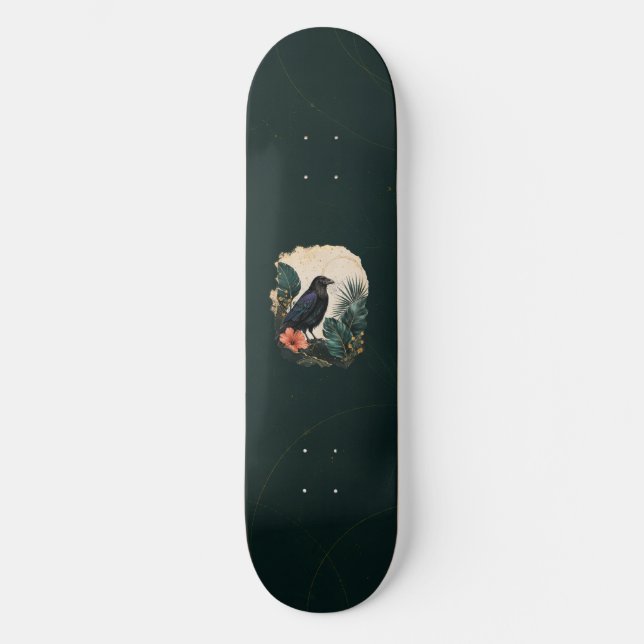 Raven in the Emerald Garden Skateboard (Vorderseite)