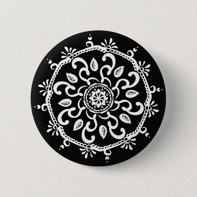 Raven Mandala Button (Vorderseite)
