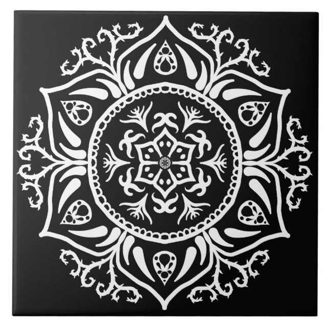 Raven Mandala Fliese (Vorderseite)