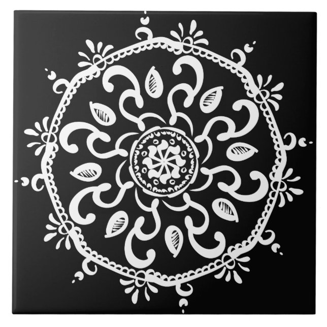 Raven Mandala Fliese (Vorderseite)