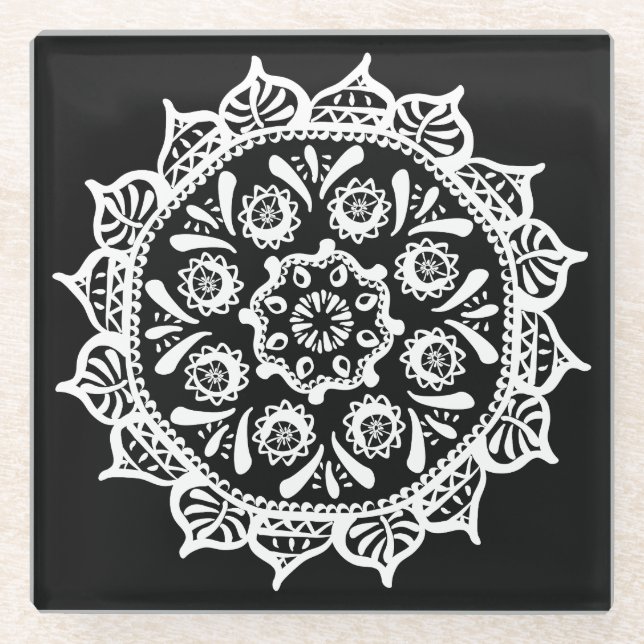 Raven Mandala Glasuntersetzer (Vorderseite)
