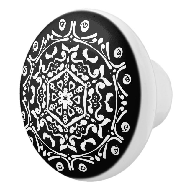 Raven Mandala Keramikknauf (Rechts)