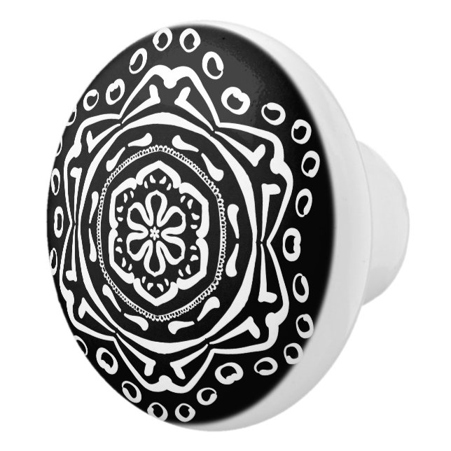 Raven Mandala Keramikknauf (Rechts)
