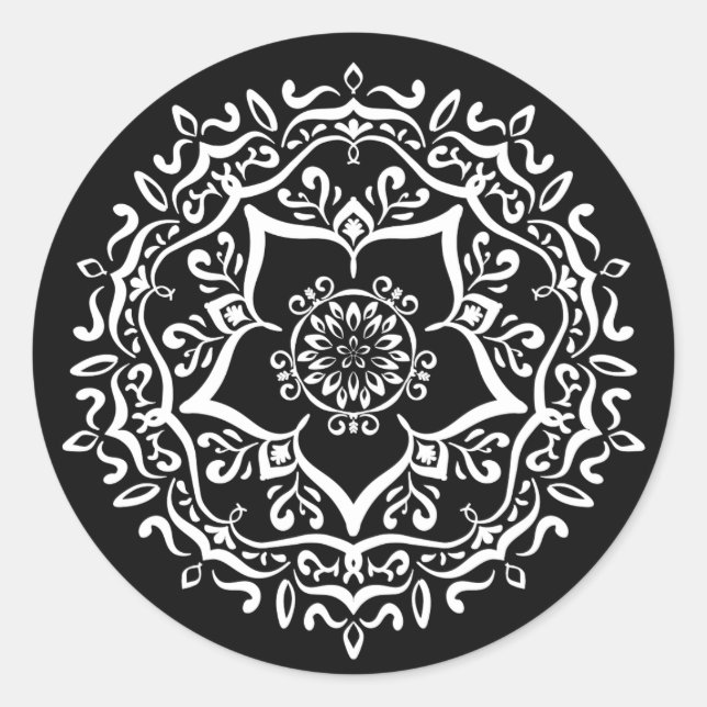 Raven Mandala Runder Aufkleber (Vorderseite)