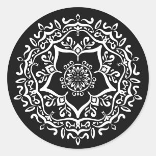 Raven Mandala Runder Aufkleber
