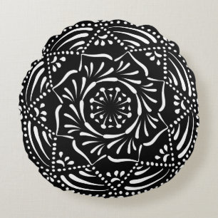Raven Mandala Rundes Kissen