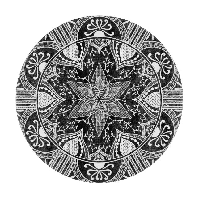 Raven Mandala Schneidebrett (Vorderseite)