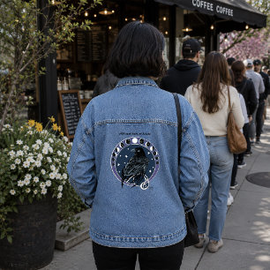 Raven Moon Phases Stars Blue Jeansjacke