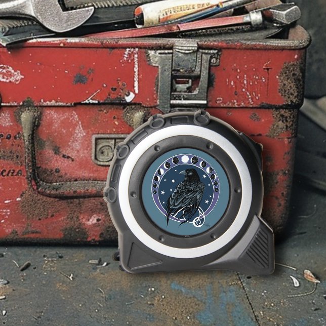 Raven Moon Phases Stars Blue Maßband (Von Creator hochgeladen)