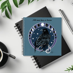 Raven Moon Phases Stars Blue Notizbuch