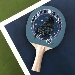 Raven Moon Phases Stars Blue Tischtennis Schläger