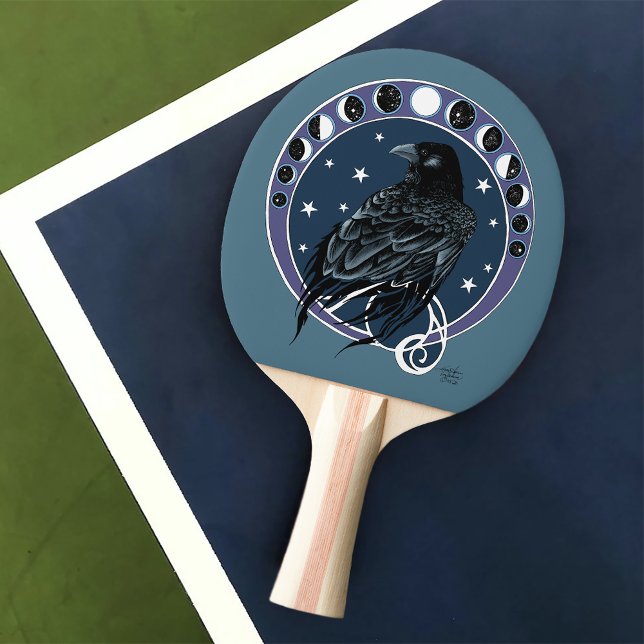 Raven Moon Phases Stars Blue Tischtennis Schläger (Von Creator hochgeladen)