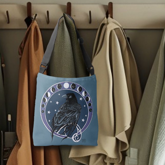 Raven Moon Phases Stars Blue Tragetaschen Mit Langen Trägern (Von Creator hochgeladen)