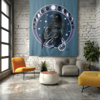 Raven Moon Phases Stars Blue