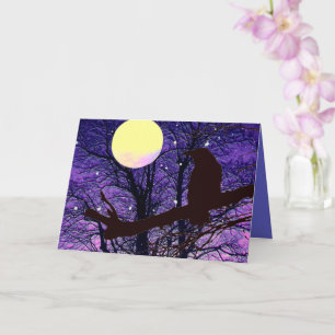 Raven, Moon, Sonne, Sterne, Halloween Leder Karte