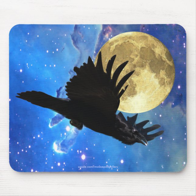Raven, Moon und Weltraummousepad Mousepad (Vorne)
