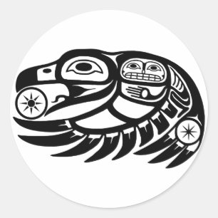 Raven Native American Design Runder Aufkleber