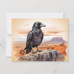 Raven on cliff postkarte