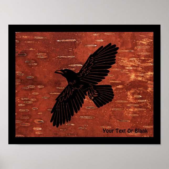 Raven on Inner Birch Bark Poster (Vorne)