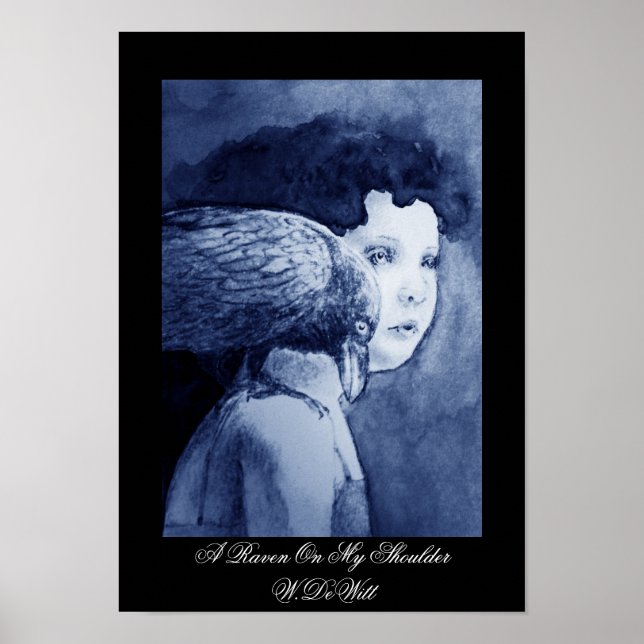 Raven on my Schulter Print Poster (Vorne)
