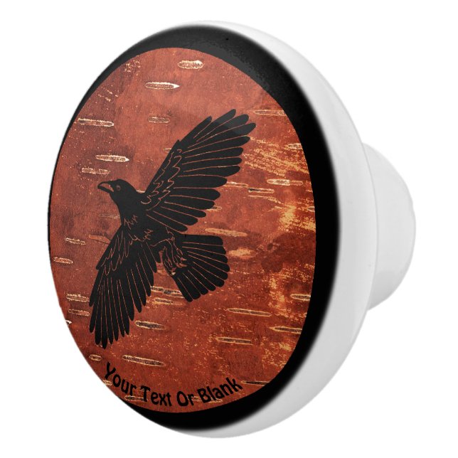 Raven on On Inner Birch Barke Keramikknauf (Rechts)