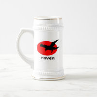 Raven on red sun