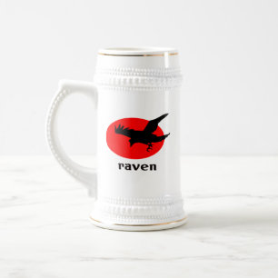 Raven on red sun bierglas