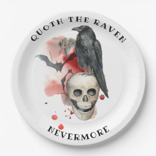 Raven on Skull Blood Tropfen Bat Pappteller