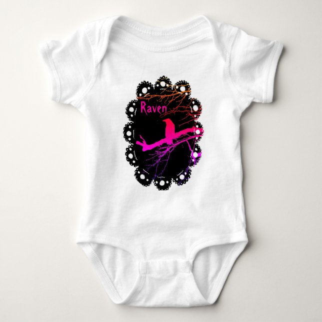 Raven on the Tree Baby Bodysuit Baby Strampler (Vorderseite)