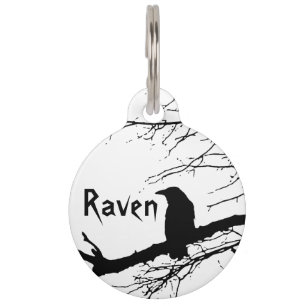 Raven on the Tree Black and White  Haustiermarke