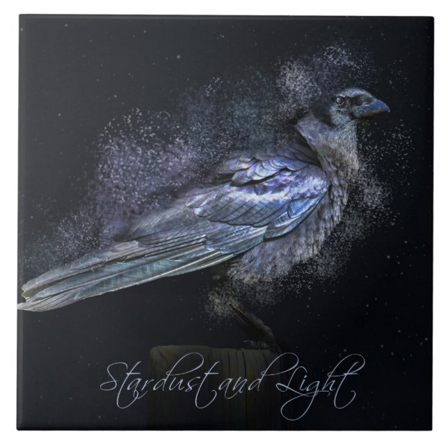 Raven or Crow Stardust Magic Witchcraft Art Tile Fliese (Vorderseite)