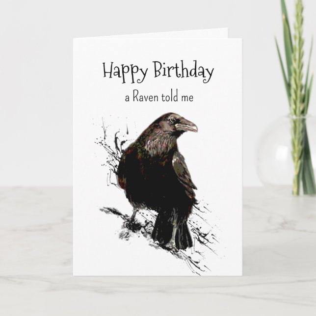 Raven Personality Birthday Fun Bird Art Karte (Vorderseite)