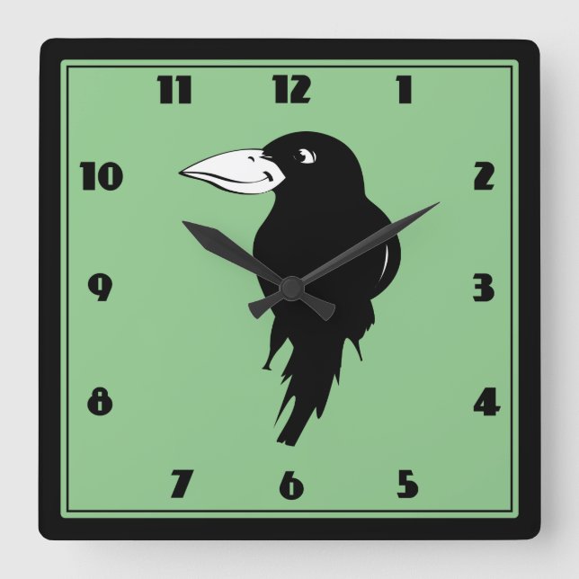 Raven Quadratische Wanduhr (Vorderseite)