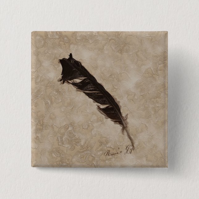 Raven’s Feather Bird-lover Crow design Button (Vorderseite)