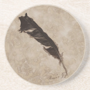 Raven’s Feather Bird-lover Crow design Sandstein Untersetzer