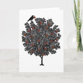 Raven schmückt Weihnachtsbaum Feiertagskarte