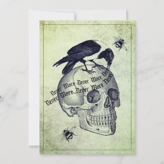 Raven setzt sich auf die Einladung des Skull-Hallo (Vorderseite)