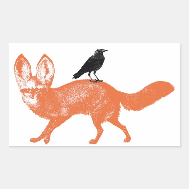 Raven setzt sich auf Fox-Aufkleber Rechteckiger Aufkleber (Vorderseite)