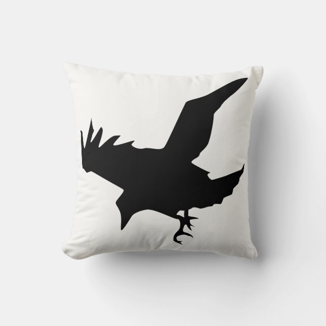Raven Silhouette Kissen (Vorderseite)