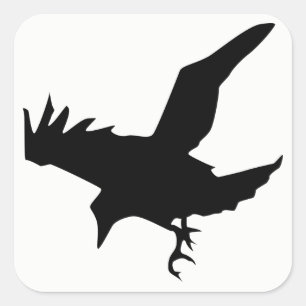 Raven Silhouette Quadratischer Aufkleber