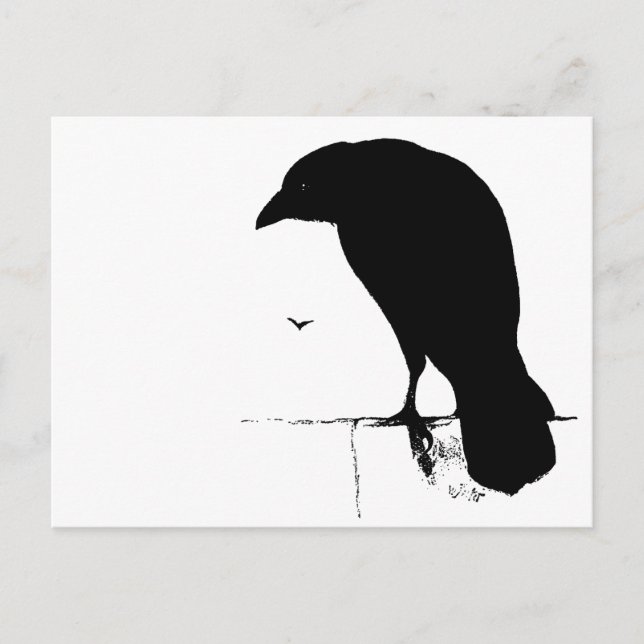 Raven Silhouette - Vintage Goth Ravens & Crows Postkarte (Vorderseite)