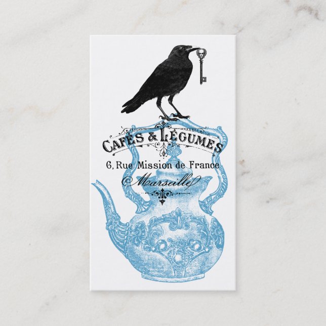 Raven Skeleton Key und Teapot Visitenkarte (Vorderseite)