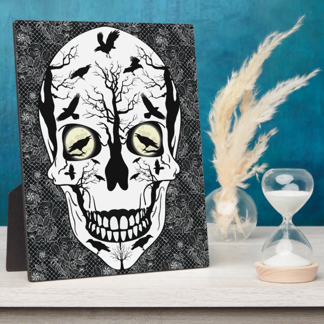 Raven Skull Picture Zuhause Horror Decke Fotoplatte (Seite)