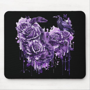 Raven Snake Rose Gothic Steampunk Biker Heart sha Mousepad