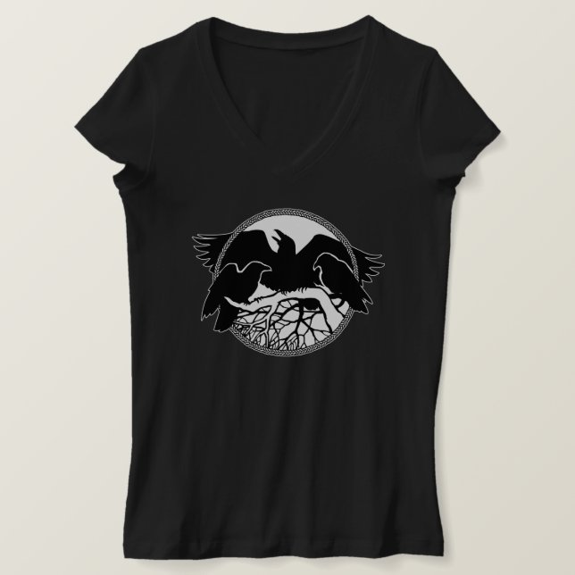 Raven T - Shirt Raven Crow Art Ladys Shirt (Design vorne)