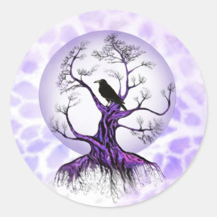Raven Tree Lavender Lila Moon Crow Stickers