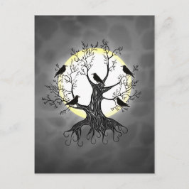 Raven Tree with Moon Postkarte